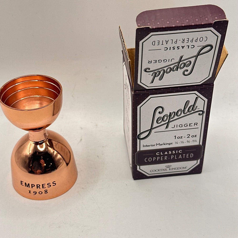 NWT Cocktail Kingdom Leopold Jigger Empress Gin Copper Plated 1oz 2oz Bar Tool